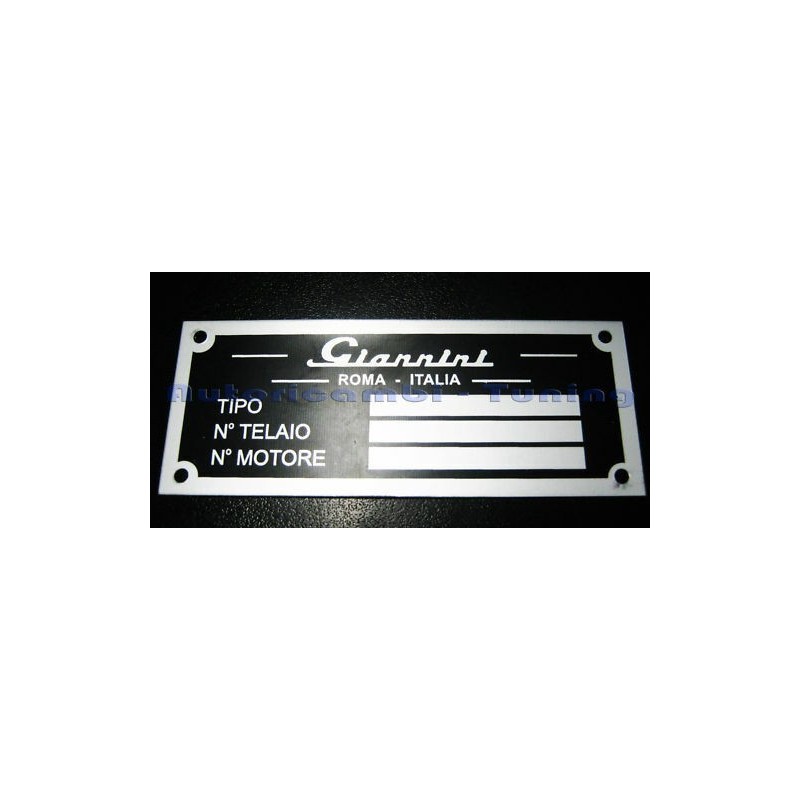 Targhetta Riassuntiva GIANNINI FIAT 500 Telaio Motore