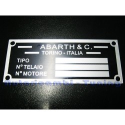 Targhetta Riassuntiva Dati Telaio Motore "ABARTH" per Fiat 500 600
