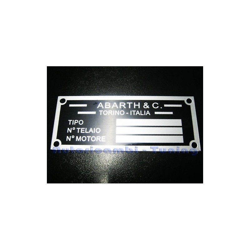 Targhetta Riassuntiva Dati Telaio Motore "ABARTH" per Fiat 500 600