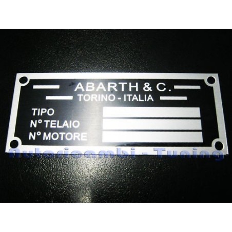 Targhetta Riassuntiva Dati Telaio Motore "ABARTH" per Fiat 500 600