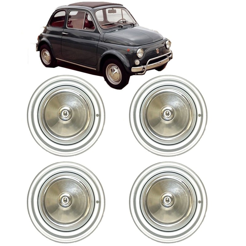 Kit 4 Cerchi Ruota in Ferro per FIAT 500 Epoca 3,50x12 Con Coppe +Vite