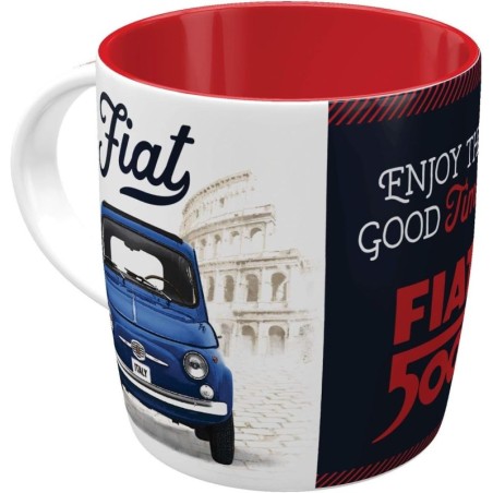 Tazza da Colazione Latte Caffe Te Modello Fiat 500 Good Things Classic Vintage
