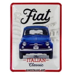 Targa in Metallo Vintage 15x20 cm Tema Fiat 500 The Italian Classic Idea Regalo