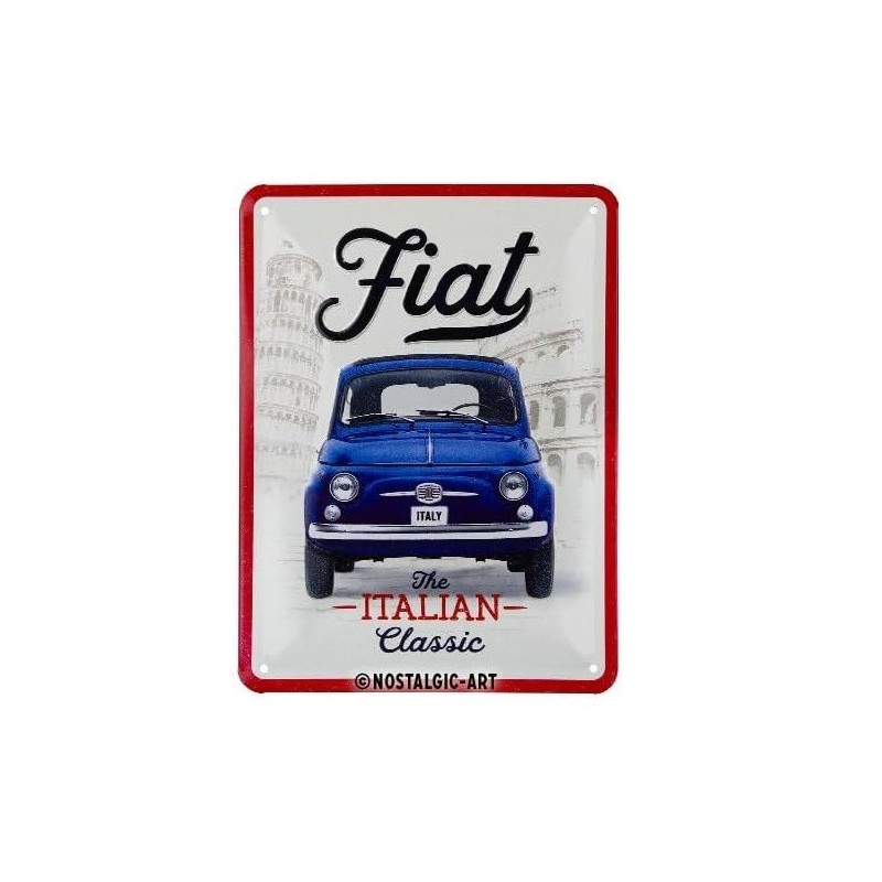Targa in Metallo Vintage 15x20 cm Tema Fiat 500 The Italian Classic Idea Regalo