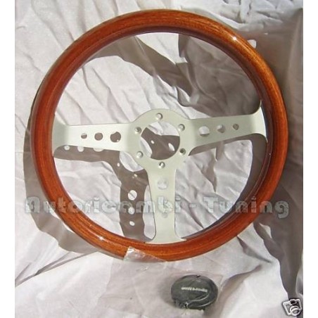 Volante Sportivo Mogano Argento per FIAT 500 126 Epoca - Ø 350mm