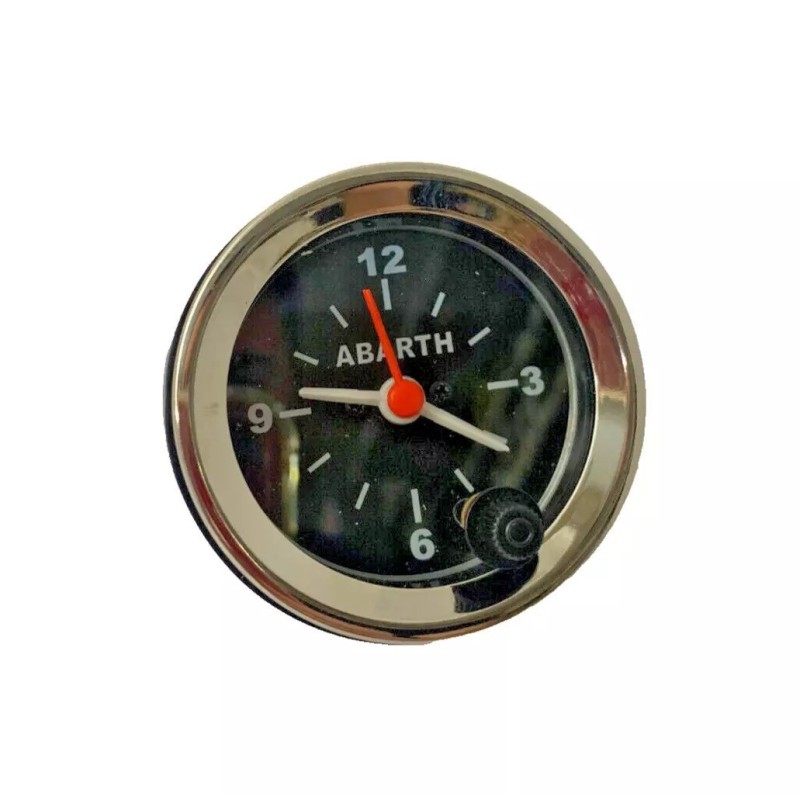 Orologio 12V Fondo Nero e Numeri Bianchi per FIAT 500 e ALTRE AUTO EPOCA Ø 52mm