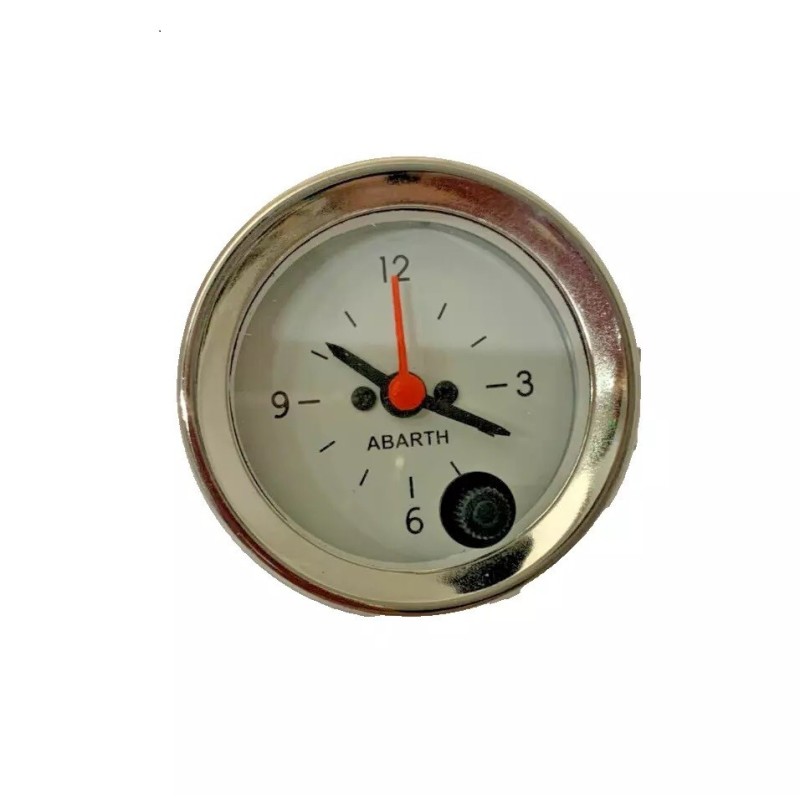 Orologio 12V Fondo Bianco e Numeri Neri per FIAT 500 e ALTRE AUTO EPOCA Ø 52mm