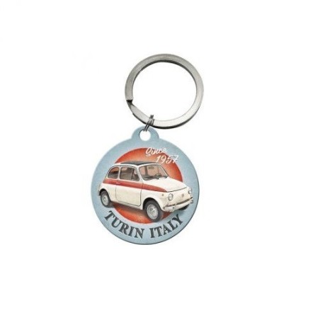 Portachiavi Vintage Porta Chiavi Auto di FIAT 500 Since 1957 Turin Metallo
