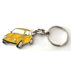 Portachiavi Porta Chiavi Auto FIAT 500 Epoca in Metallo Verniciato Giallo