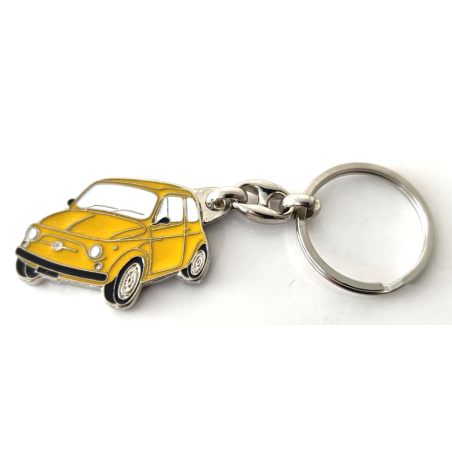 Portachiavi Porta Chiavi Auto FIAT 500 Epoca in Metallo Verniciato Giallo