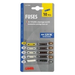 Set 10 Fusibili con amperaggi assortiti 12V 32V 5A 8A 16A 25A