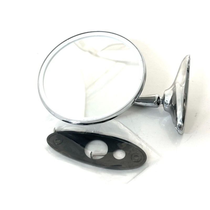 Specchio Specchietto tondo piatto cromato fissaggio a vite FIAT 500 126 EPOCA