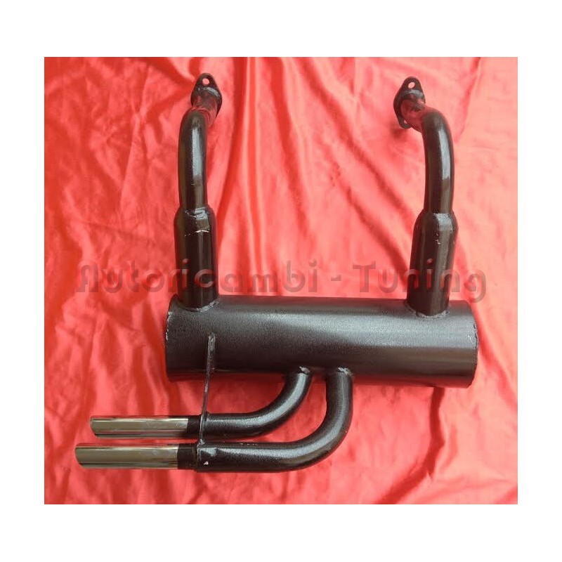 Marmitta tipo "MONZA" Sportivo Scarico per FIAT 500 R 126 Doppio Tubo Fine Ø30mm