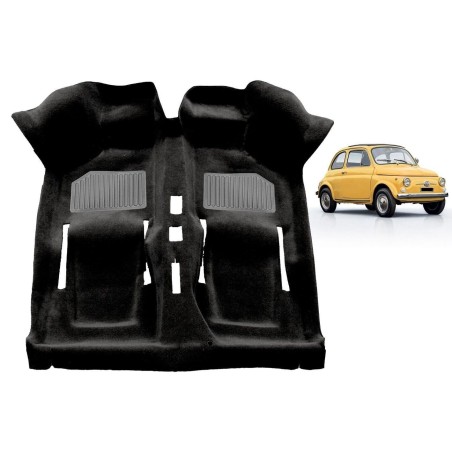 Tappeto Nero Pavimento Moquette Doppio Zerbino per FIAT 500 EPOCA dal 57 al 75