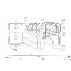 Canalina Scorrivetro Scendente Portiera DX/SX per FIAT 500 F L R - 13x15mm