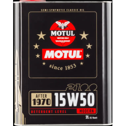 2 Litri - Olio Motore Motul 2100 15W50 Semi Sintetico Auto Storiche d'Epoca Dopo 1970