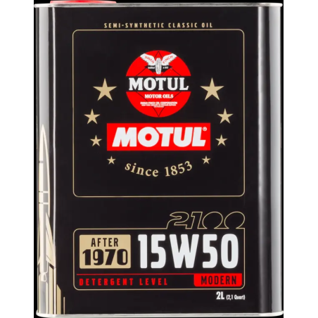 2 Litri - Olio Motore Motul 2100 15W50 Semi Sintetico Auto Storiche d'Epoca Dopo 1970