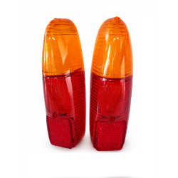 Coppia Plastiche Fanali Posteriori per Fiat 500 Giardiniera Epoca Rosso/Arancio