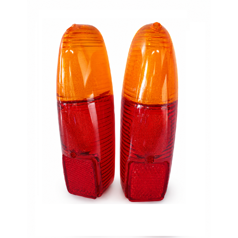 Coppia Plastiche Fanali Posteriori per Fiat 500 Giardiniera Epoca Rosso/Arancio