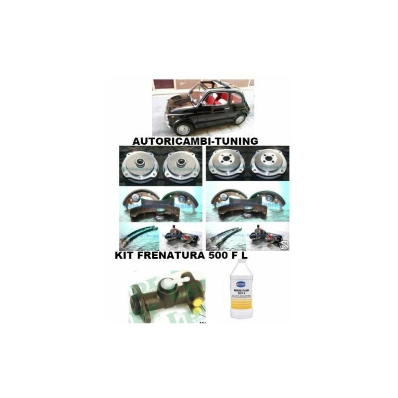 Kit Frenatura Freni Ganasce Tamburi Cilindretti Pompa Tubi Freno Olio per FIAT 500 F L
