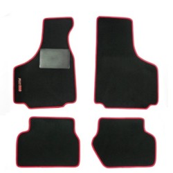 Kit 4 Tappeti Tappetini Moquette con Bordo Rosso Specifici per FIAT 500 F L R