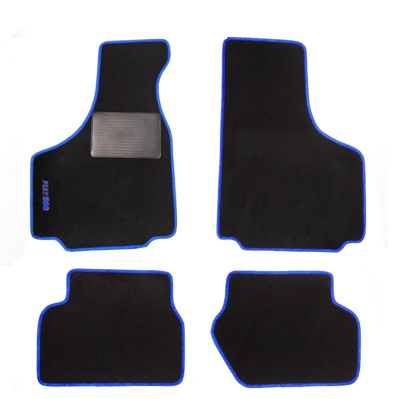 Set 4 Tappetini Auto in Moquette Bordo Blu Specifici per FIAT 500 F L R