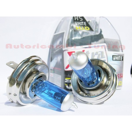 Coppia Lampadine Asimmetriche H5 a Luce Bianca per Fari di FIAT 500 F L R e FIAT 126