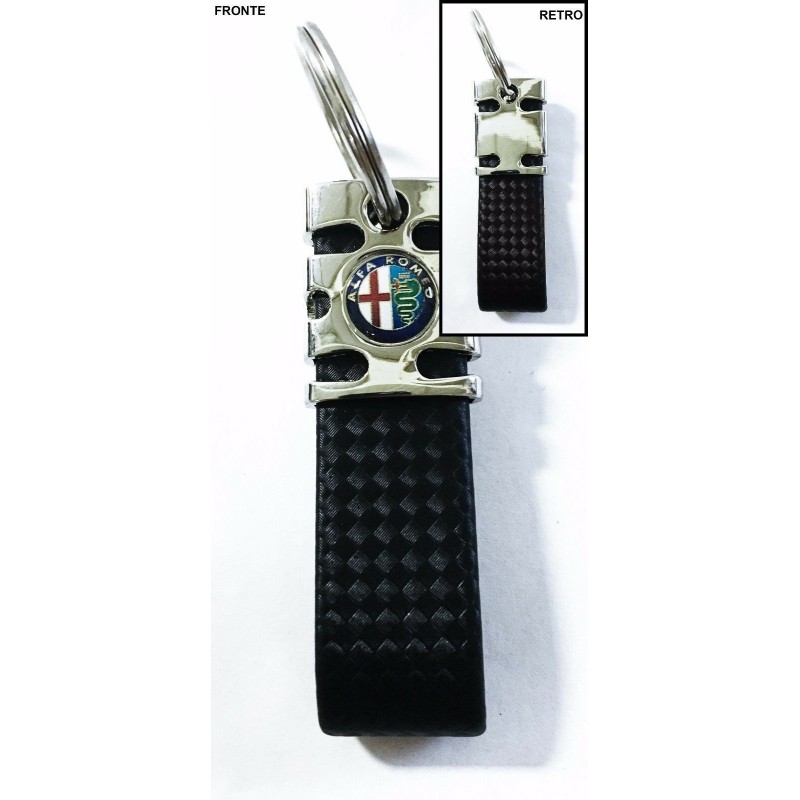 Portachiavi Auto in Finto Carbonio Nero con LOGO a scelta