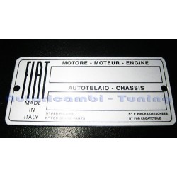 Targhetta Riassuntiva Dati Motore Telaio per FIAT 500 600 e Varie Auto Epoca
