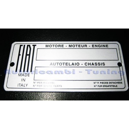 Targhetta Riassuntiva Dati Motore Telaio per FIAT 500 600 e Varie Auto Epoca