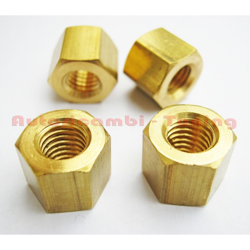 4 Dado in Bronzo Per Collettore Scarico Marmitta Auto Epoca M8x1,25x16mm