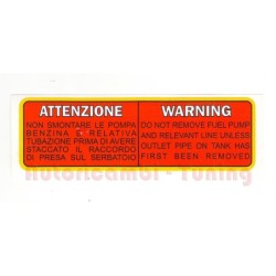 Adesivo Rosso "ATTENZIONE WARNING" per FIAT 500 D F L R - QUALITA' ASI