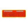 Adesivo Rosso "ATTENZIONE WARNING" per FIAT 500 D F L R - QUALITA' ASI