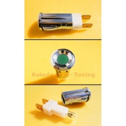 Spia Cruscotto Plastica Cromata Luce Verde per FIAT 500 - Ø 15mm