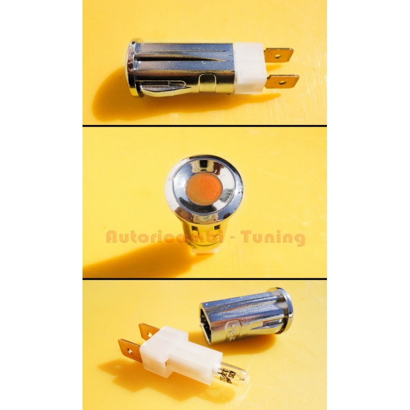 Spia Cruscotto Plastica Cromata Luce Arancio per FIAT 500 - Ø 15mm
