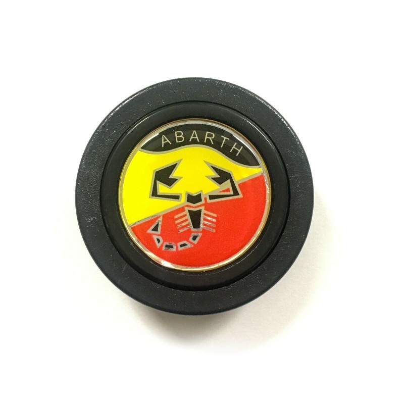 Pulsante Clacson Abarth Fiat Auto Epoca Volante Sportivo Giallo Rosso Nero - 40 MM