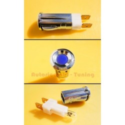 Spia Cruscotto Plastica Cromata Luce Blu per FIAT 500 - Ø 15mm
