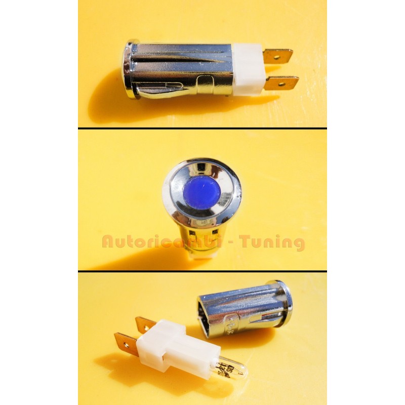 Spia Cruscotto Plastica Cromata Luce Blu per FIAT 500 - Ø 15mm