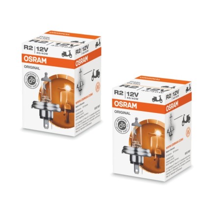 2 Lampade Asimetriche Alogene OSRAM ORIGINAL R2 45/40W 12V Fiat 500 126 127 Auto Epoca