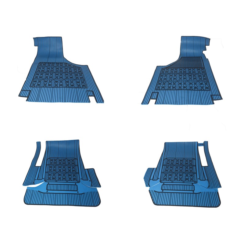 Set 4 Sovratappeti Tappetini in Gomma Blu e Nero per FIAT 500 D F L R