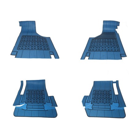 Set 4 Sovratappeti Tappetini in Gomma Blu e Nero per FIAT 500 D F L R