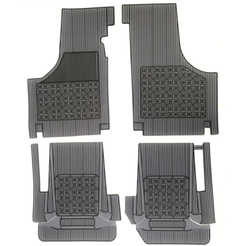 Set 4 Sovratappeti Tappetini in Gomma Grigio e Nero per FIAT 500 D F L R
