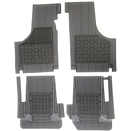 Set 4 Sovratappeti Tappetini in Gomma Grigio e Nero per FIAT 500 D F L R