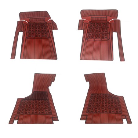 Set 4 Sovratappeti Tappetini in Gomma Rosso e Nero per FIAT 500 D F L R