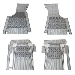 Set 4 Sovratappeti Tappetini in Gomma Bianco e Nero per FIAT 500 D F L R