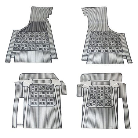 Set 4 Sovratappeti Tappetini in Gomma Bianco e Nero per FIAT 500 D F L R