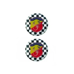 Coppia Adesivi Abarth Resinato 3D Ø 24,5 mm FIAT 500 126 127 Punto Epoca