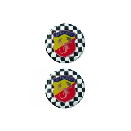 Coppia Adesivi Abarth Resinato 3D Ø 24,5 mm FIAT 500 126 127 Punto Epoca