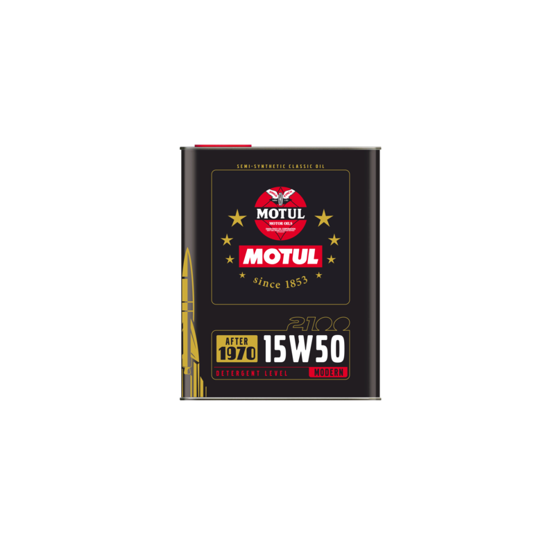 2 Litri - Olio Motore Motul 2100 15W50 Semi Sintetico Auto Storiche d'Epoca Dopo 1970