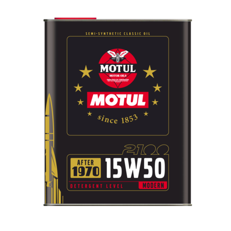 2 Litri - Olio Motore Motul 2100 15W50 Semi Sintetico Auto Storiche d'Epoca Dopo 1970